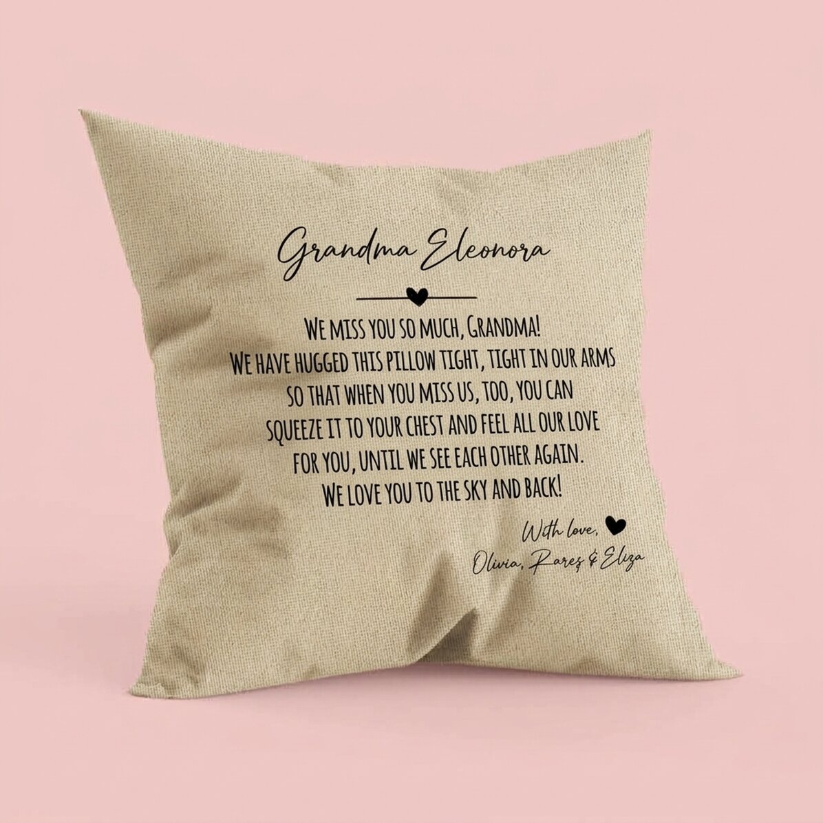 Coussin personnalisé avec un message pour vos proches - À