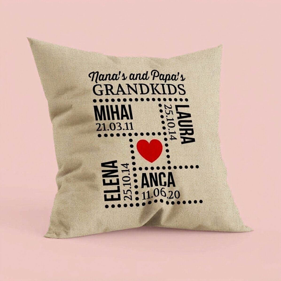 Coussin personnalisé avec inscription - Petits-enfants - À