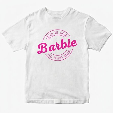 Katoenen T-shirt met gepersonaliseerde tekst - Barbie