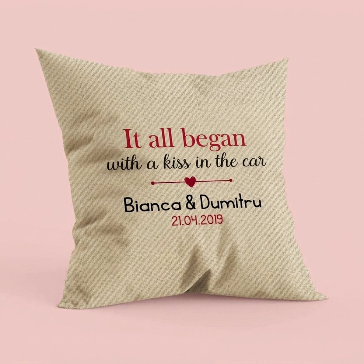 Gepersonaliseerd kussen met tekst - Where it all began - In
