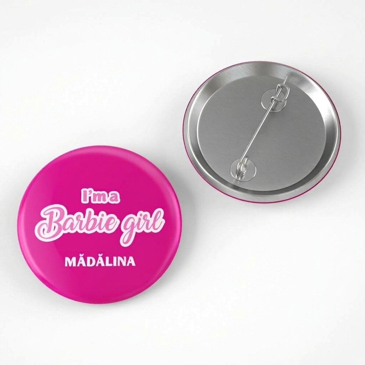 Badge personnalisé avec message - Barbie girl