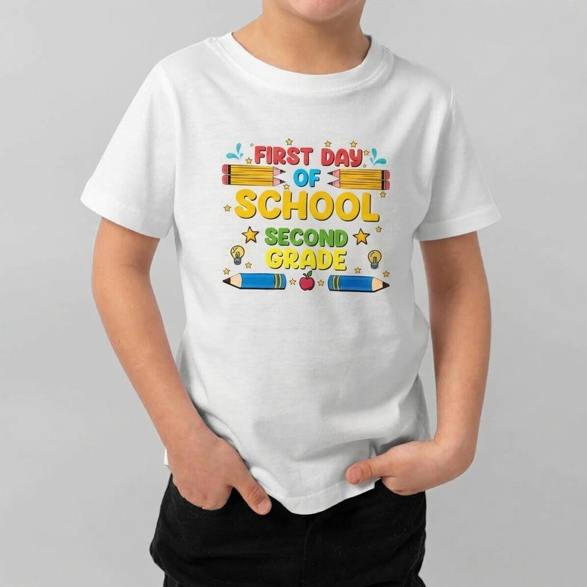 T-shirt en coton pour enfants personnalisé avec un texte - Premier jour d