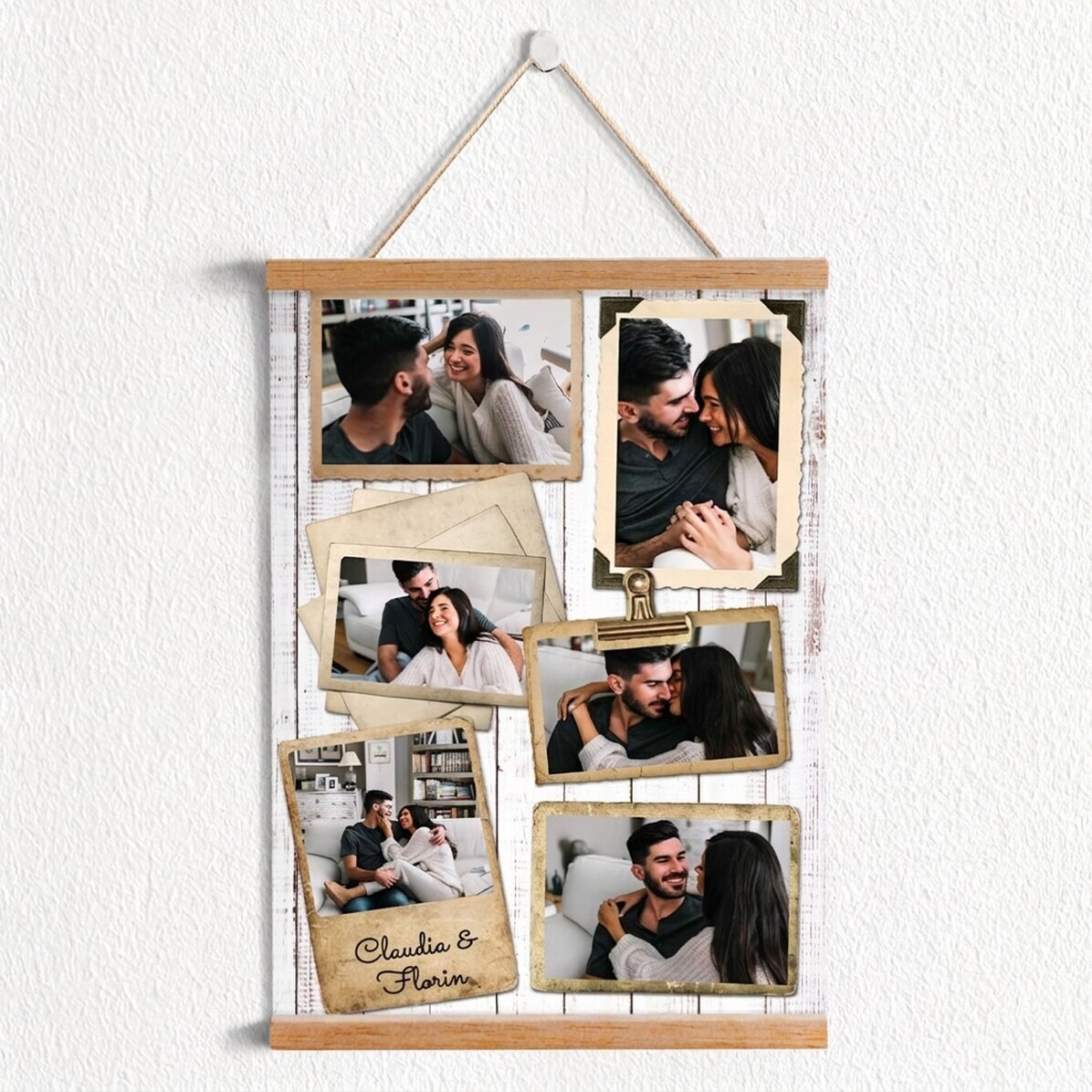 Gepersonaliseerde poster met 6 foto’s in vintage-stijl