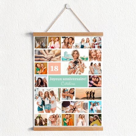 Affiche personnalisée avec 21 photos et un texte - Collage