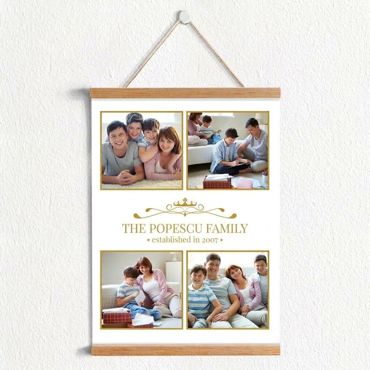Affiche personnalisée avec 4 photos de famille à accrocher