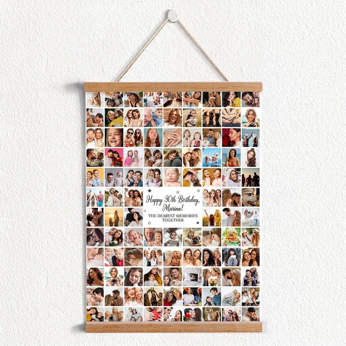 Affiche personnalisée avec 102 photos et un message