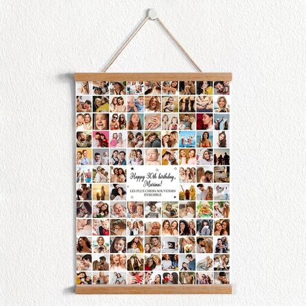 Affiche personnalisée avec 102 photos et un message