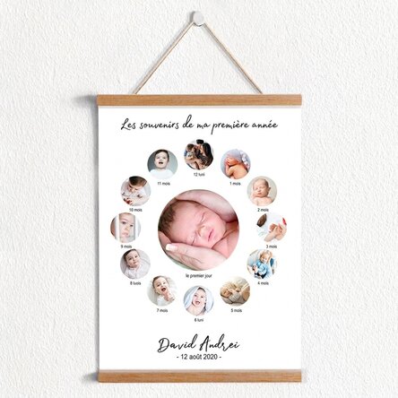 Affiche personnalisée avec un texte et 13 photos - Un an de bonheur