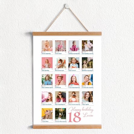 Gepersonaliseerde poster met 18 foto’s en een boodschap - #Instagram