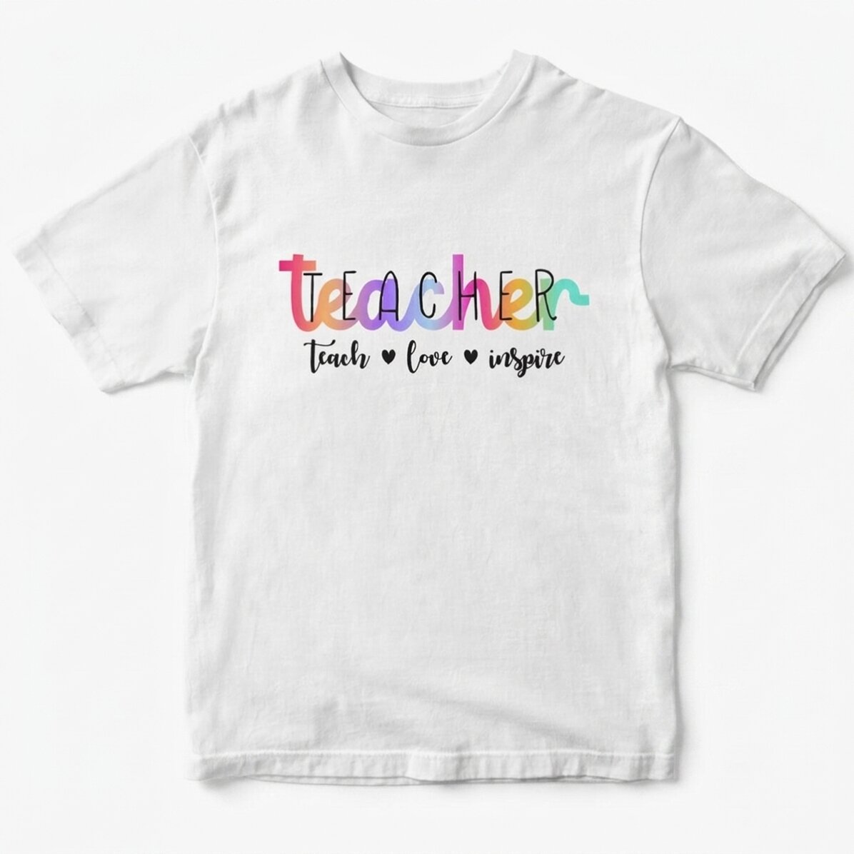 Katoenen T-shirt met gepersonaliseerde tekst - Teach, love, inspire