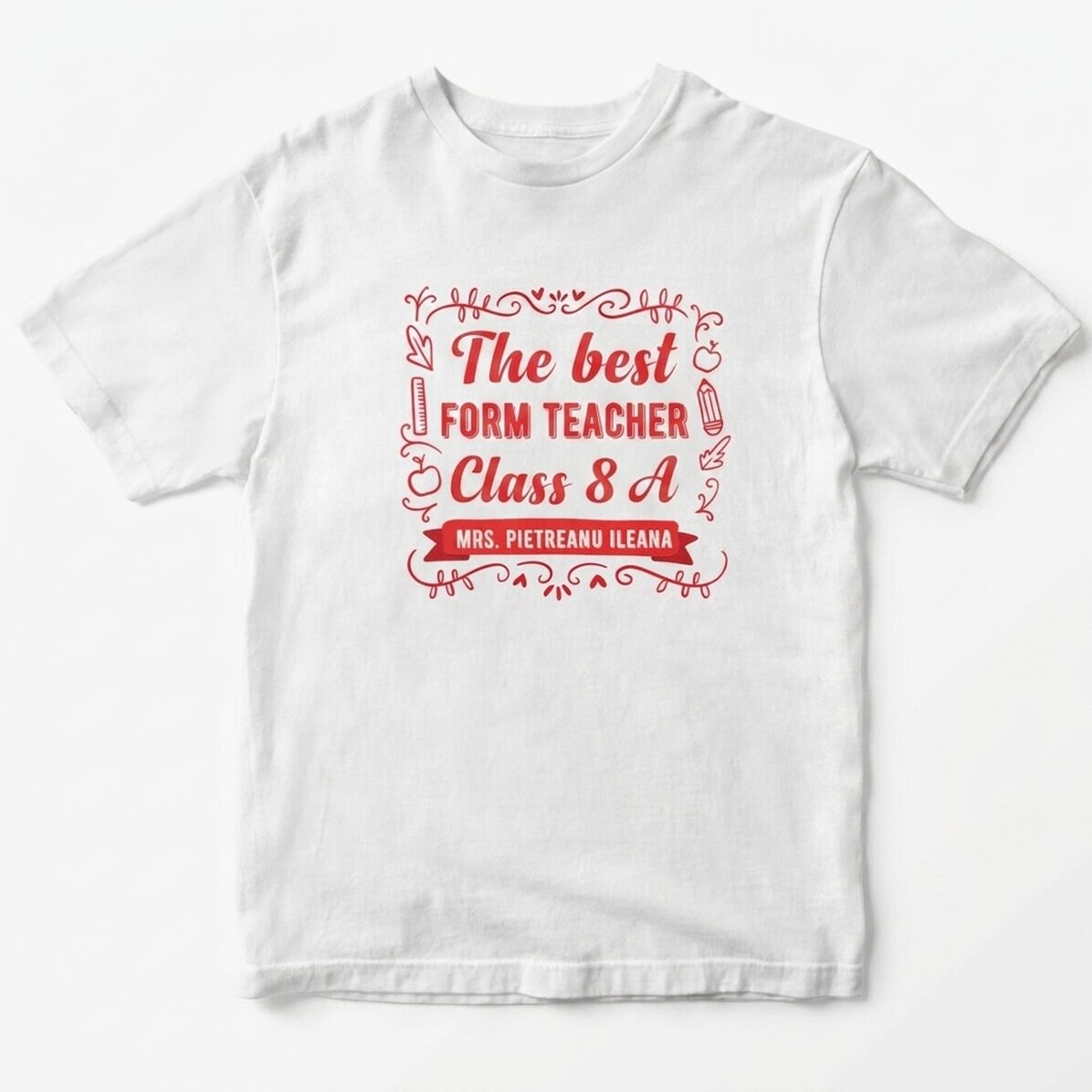 Katoenen T-shirt met gepersonaliseerde tekst - De beste leraar