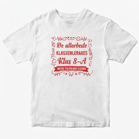Katoenen T-shirt met gepersonaliseerde tekst - De beste leraar