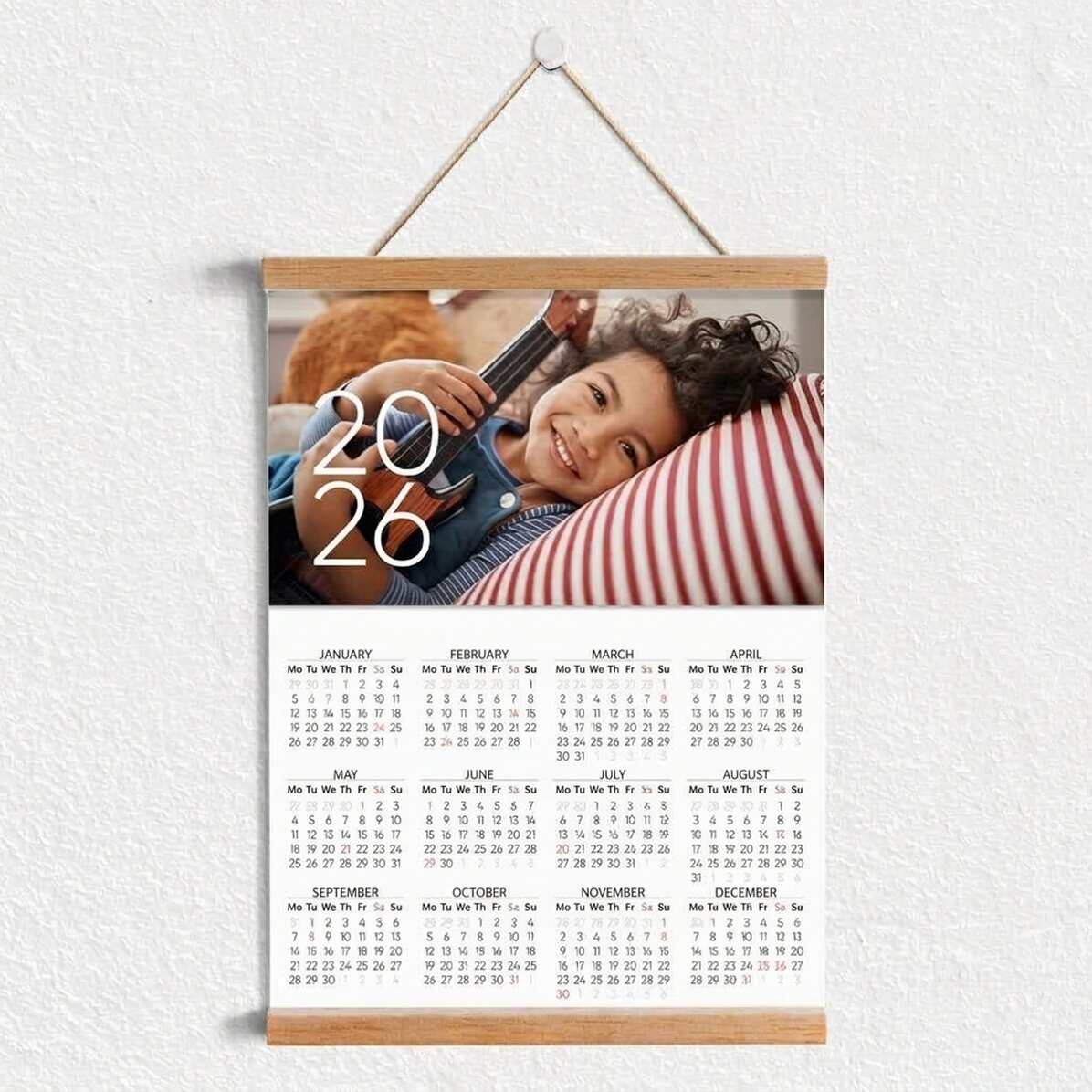 Affiche-calendrier personnalisée avec une photo et un crochet
