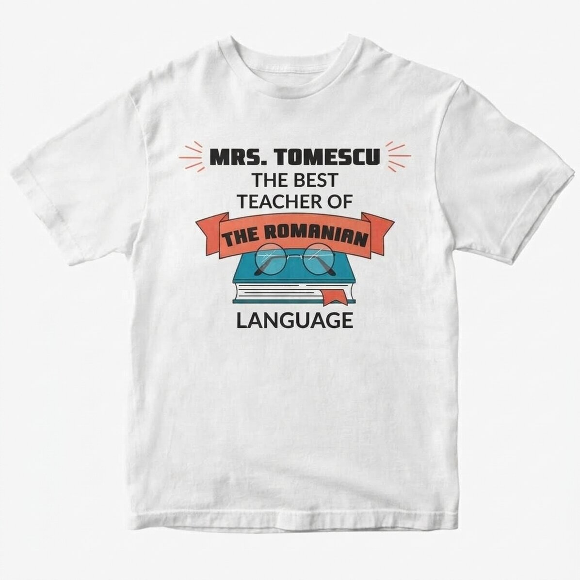 Katoenen T-shirt met gepersonaliseerde tekst - Best teacher