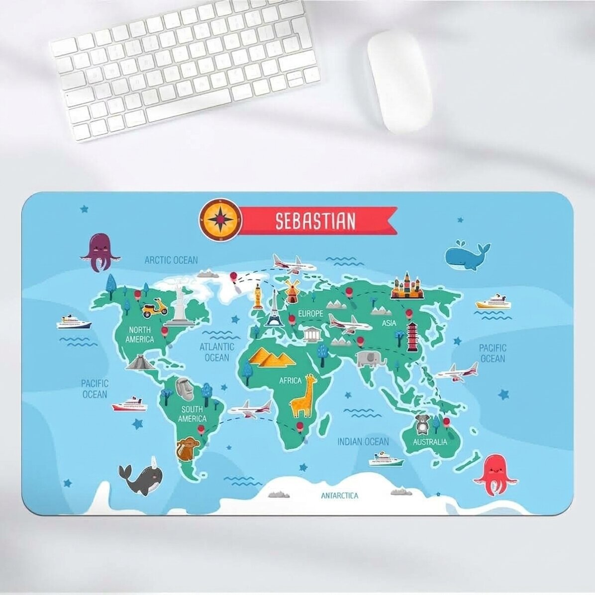 Tapis de souris XXL personnalisé avec le prénom de l
