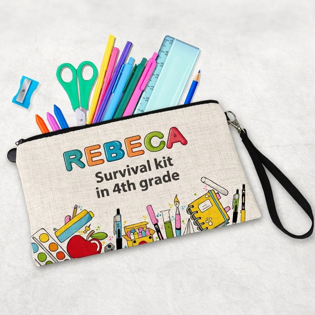 Gepersonaliseerde set voor kinderen met tekst - Schoolset