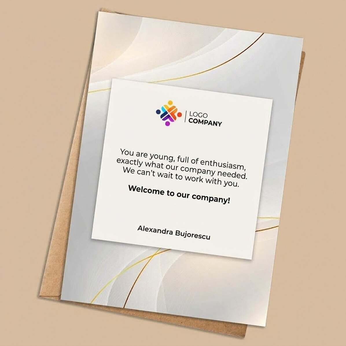 Carte personnalisée avec logo et texte - Welcome