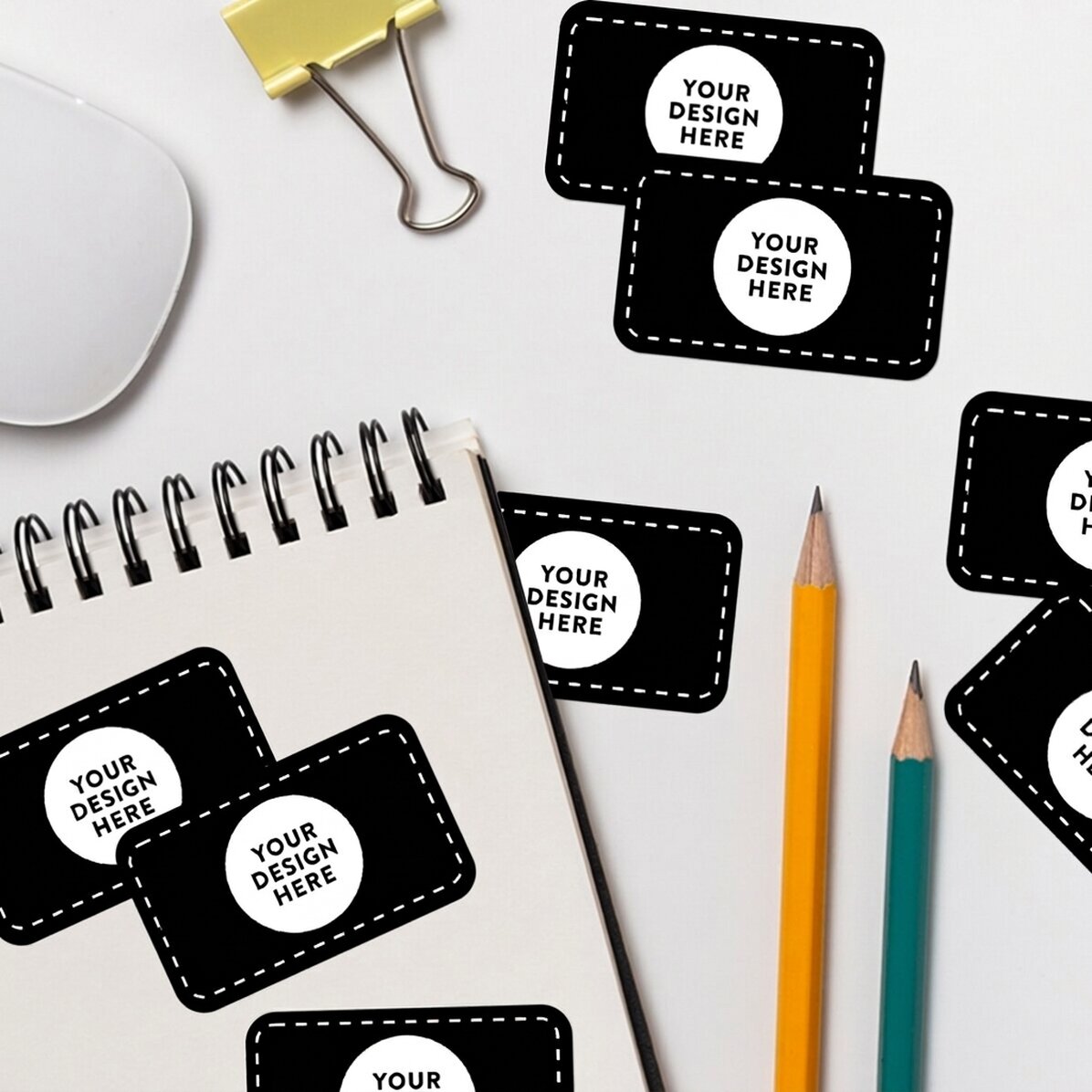 Set stickers (zelfklevende etiketten) met afgeronde hoeken, gepersonaliseerd met jouw ontwerp