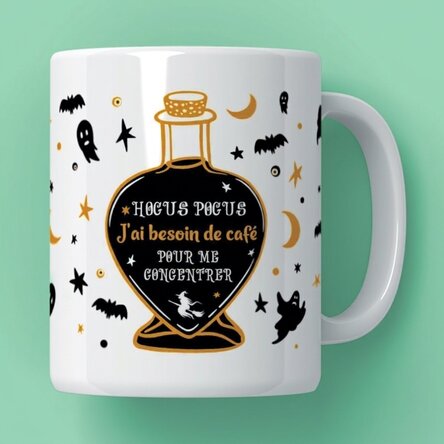 Tasse personnalisée avec un texte pour Halloween - Hocus Pocus