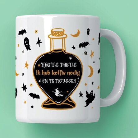 Gepersonaliseerde mok met tekst voor Halloween - Hocus Pocus