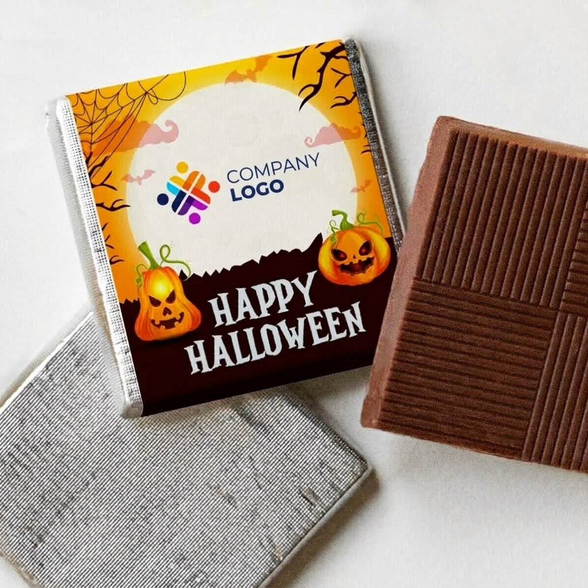 Mini-chocolat personnalisé avec logo et message - Joyeux Halloween