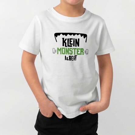Halloween-T-shirt van katoen voor kinderen, gepersonaliseerd met tekst - Little monster