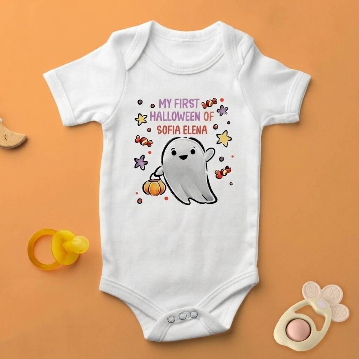 Body pour bébé personnalisé avec son prénom - Premier Halloween