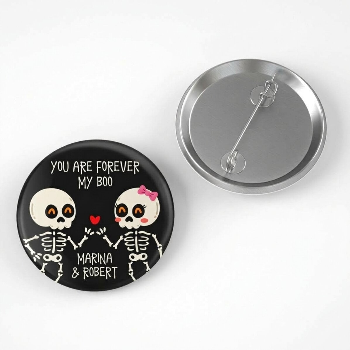 Gepersonaliseerde button met tekst - Halloween-koppel