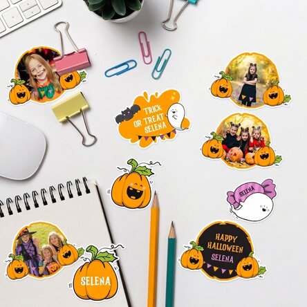 Set gepersonaliseerde stickers (zelfklevende etiketten) met foto