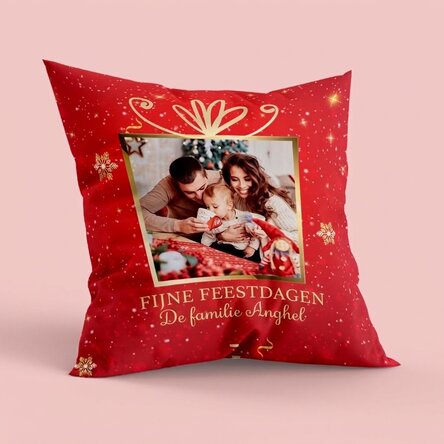 Gepersonaliseerd kussen met een foto en een boodschap - Kerstcadeau