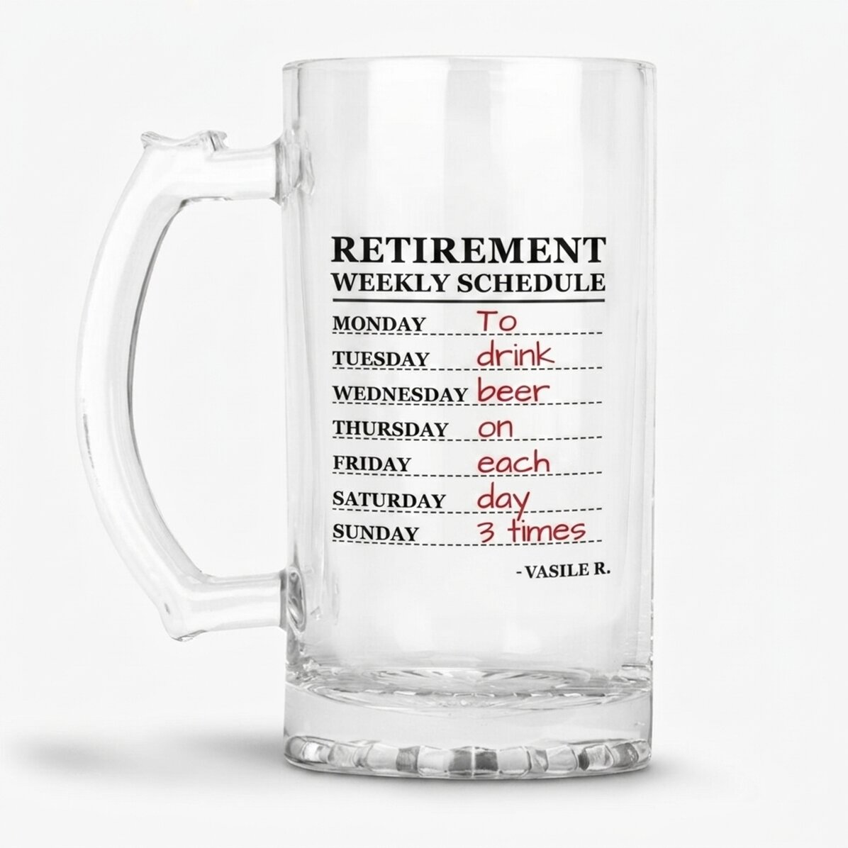 Gepersonaliseerde bierpul met tekst ter gelegenheid van het pensioen