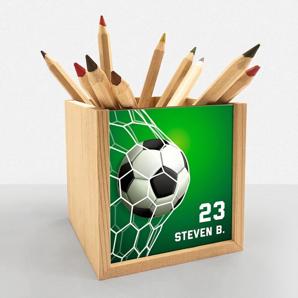 Potloodhouder met naam - Voetbal