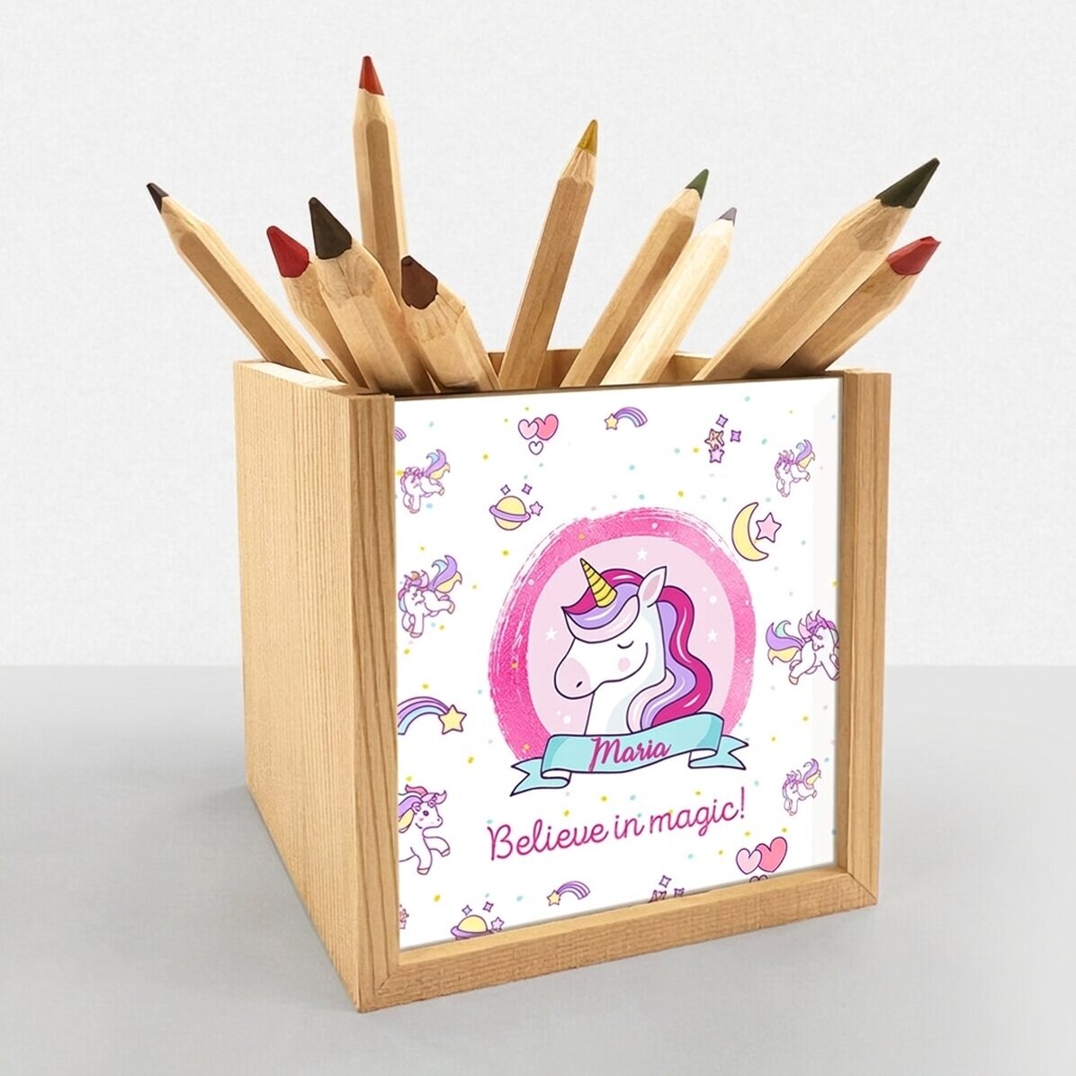 Potloodhouder met naam - Eenhoorn