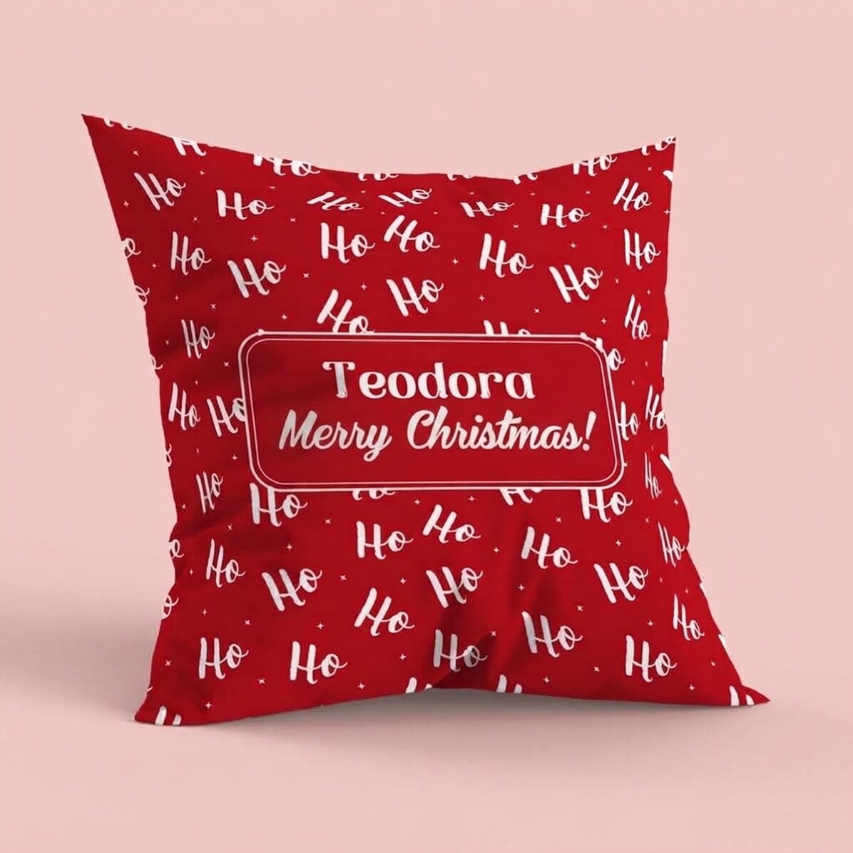 Coussin personnalisé avec inscription, grand format - HoHoHo