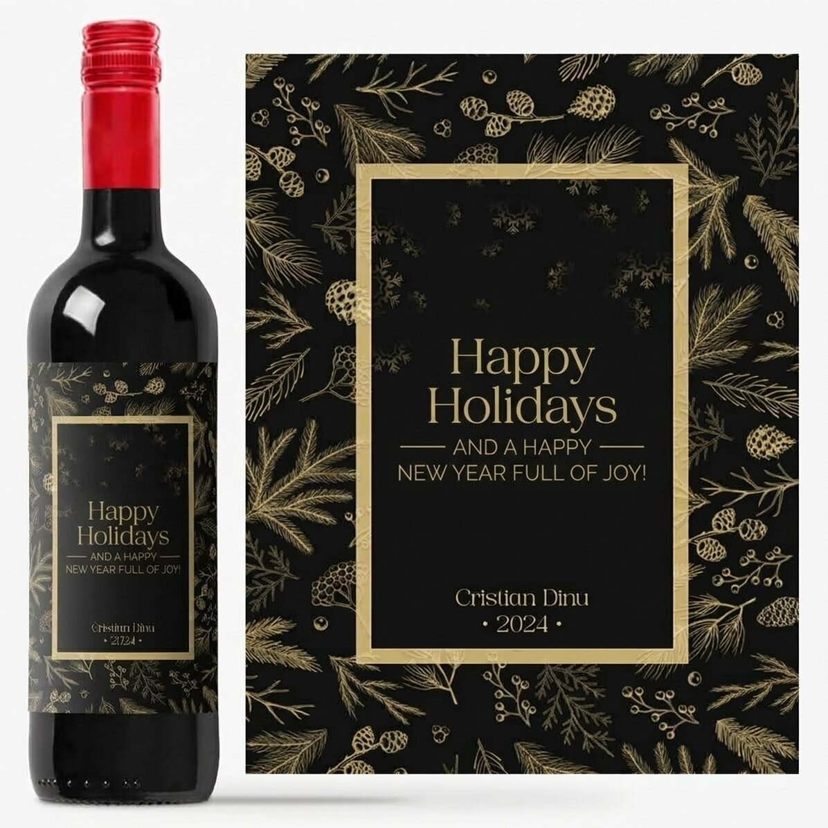 Vin personnalisé avec message - Elegant Christmas