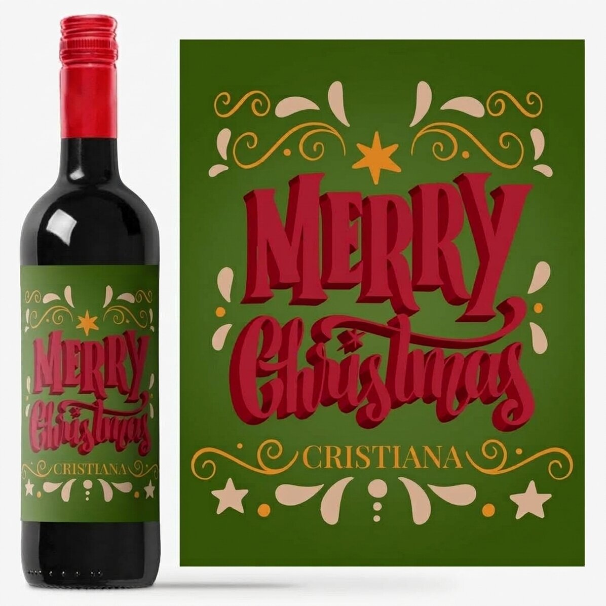 Vin personnalisé avec un message - Joyeux Noël