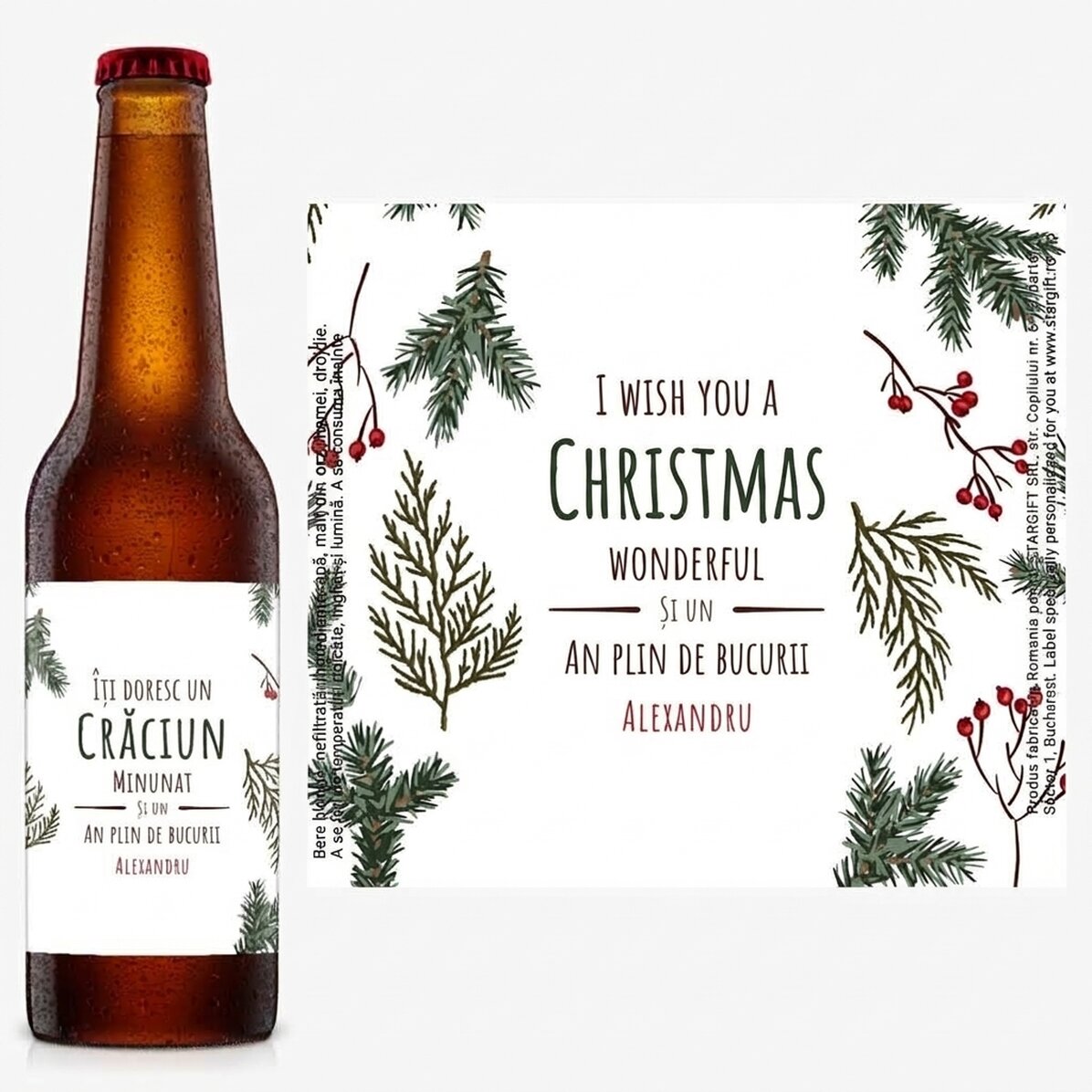 Bier met gepersonaliseerde tekst - Dennen takken
