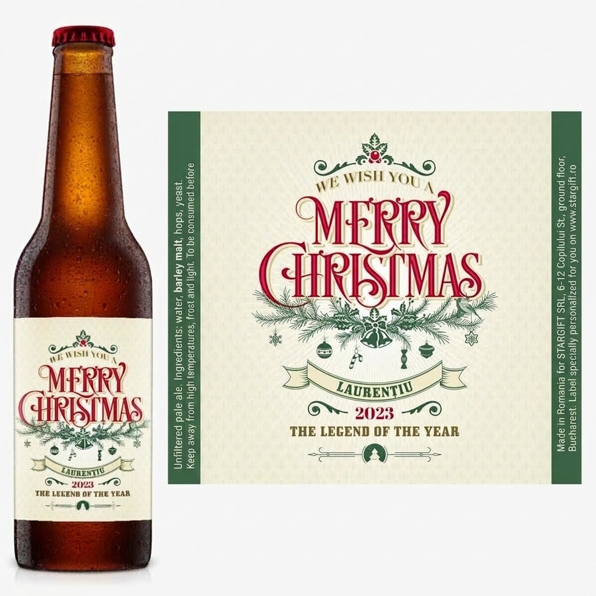 Bier met gepersonaliseerde tekst - Retro Christmas