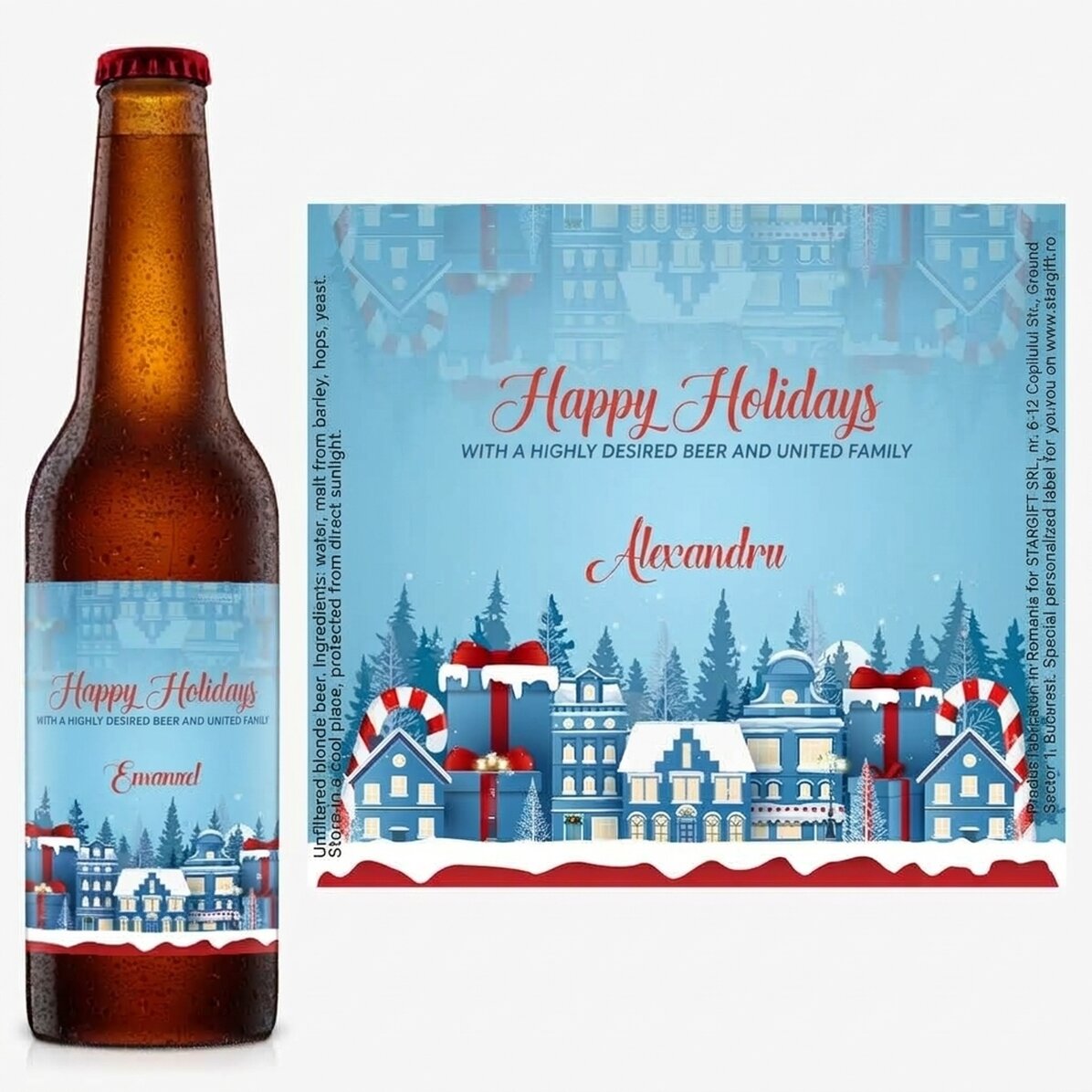 Bier met gepersonaliseerde tekst - Christmas Town