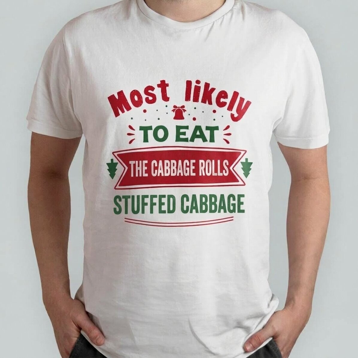 Katoenen T-shirt met gepersonaliseerde tekst - Most likely to eat