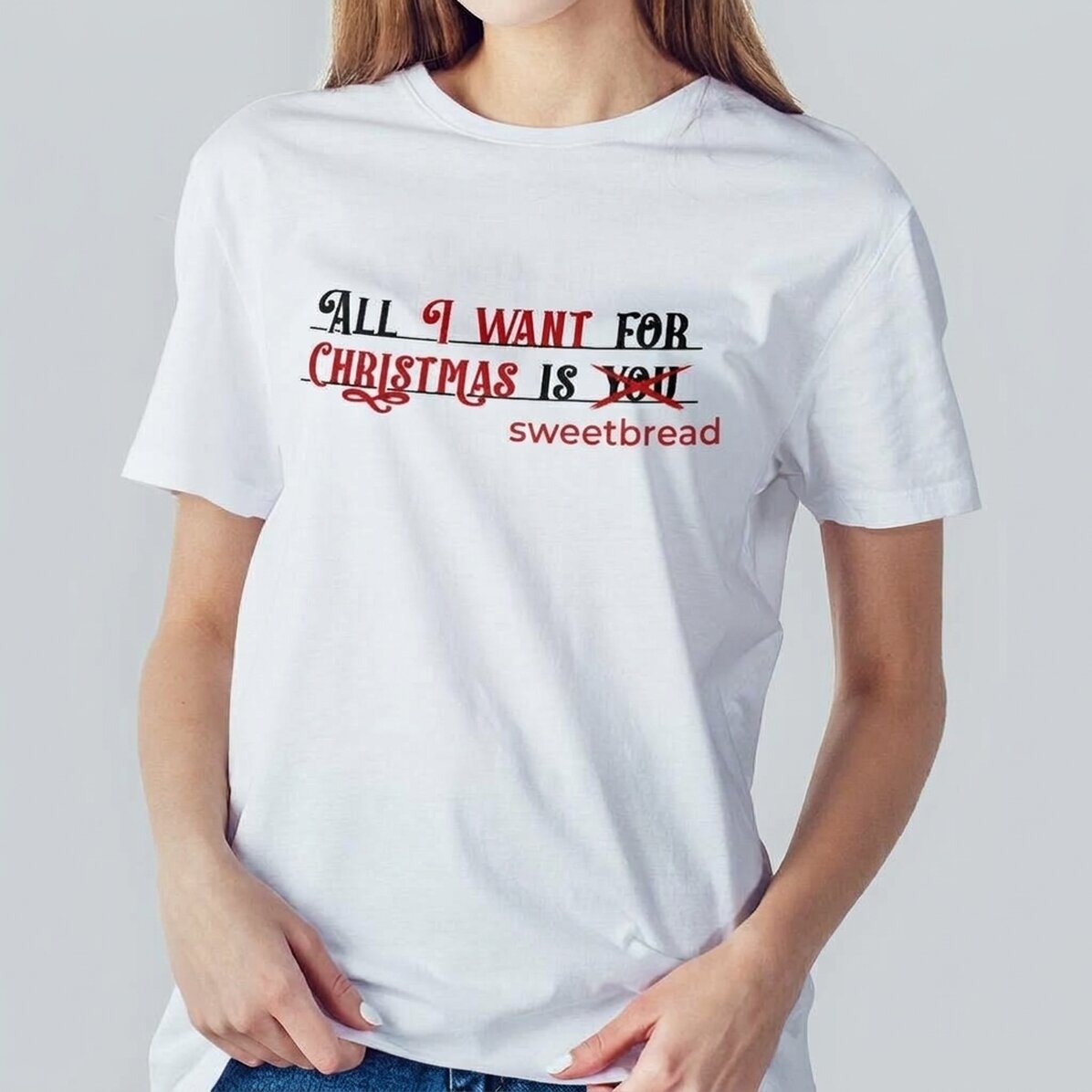 Katoenen T-shirt met gepersonaliseerde tekst - All I want for Christmas