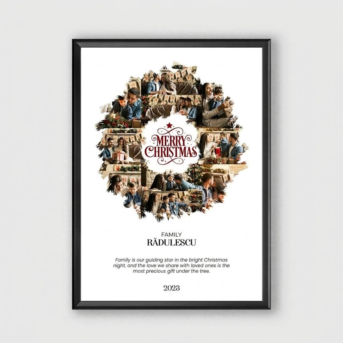 Gepersonaliseerd schilderij met 10 foto’s en een boodschap - Christmas Wreath