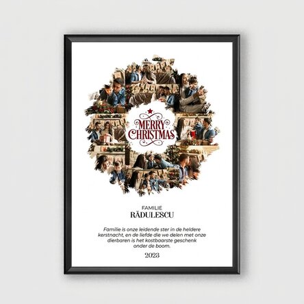 Gepersonaliseerd schilderij met 10 foto’s en een boodschap - Christmas Wreath
