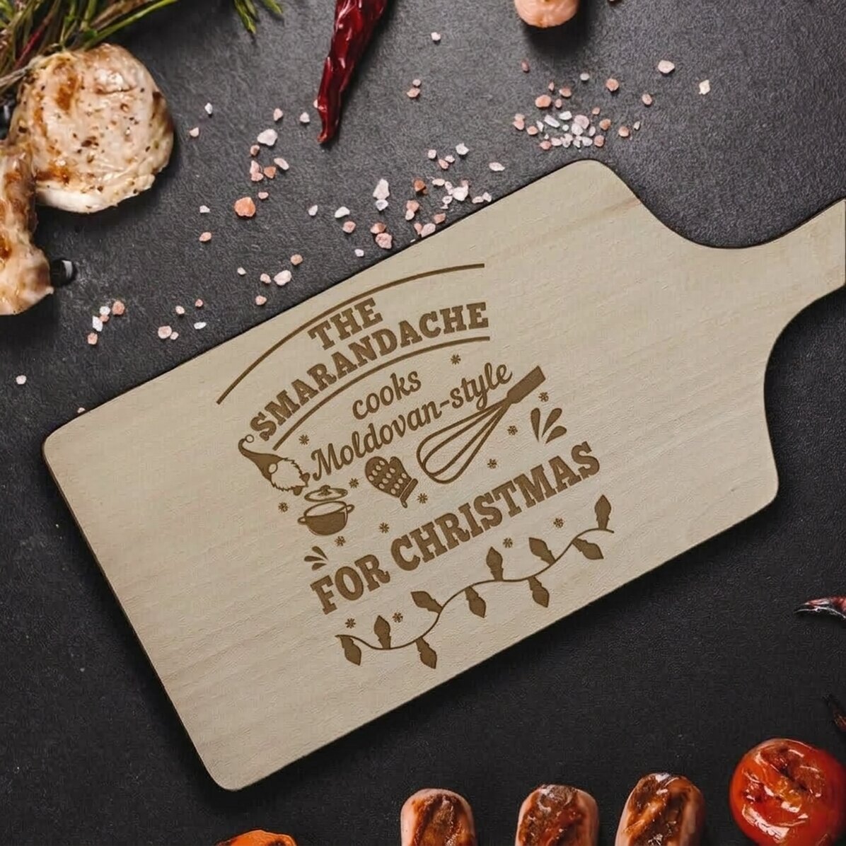 Planche à découper personnalisée avec inscription - Noël dans la cuisine