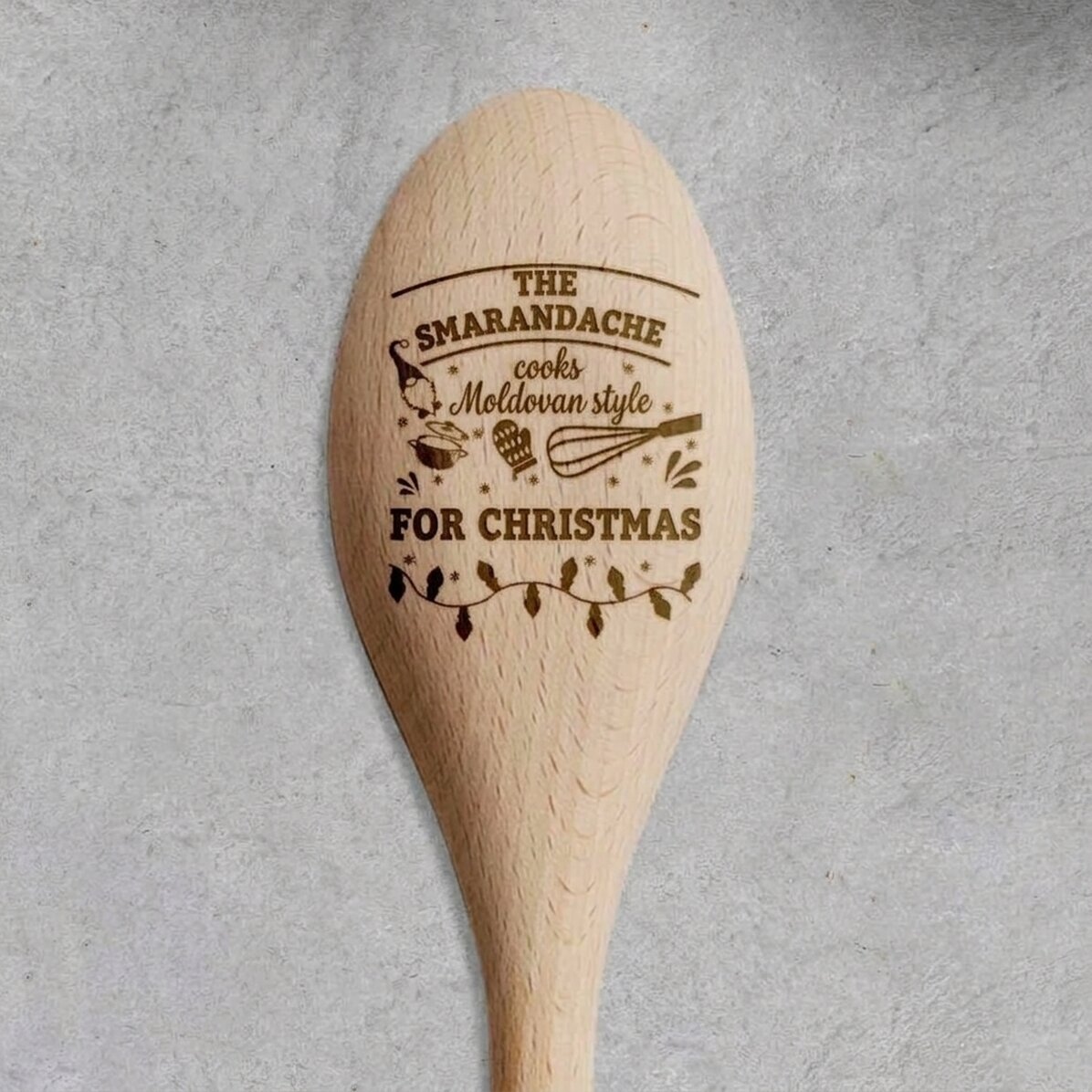 Houten lepel met gepersonaliseerde tekst - Kerst in de keuken