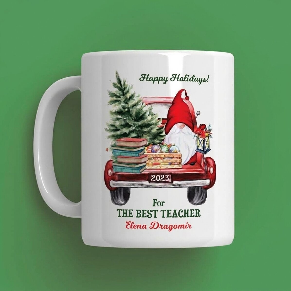 Tasse personnalisée avec inscription - Modèle de Noël pour les enseignants / éducateurs