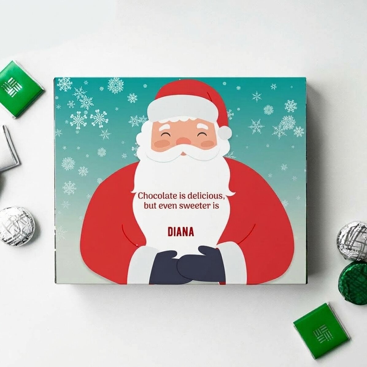 Gepersonaliseerde bonbondoos met tekst - Kerstman