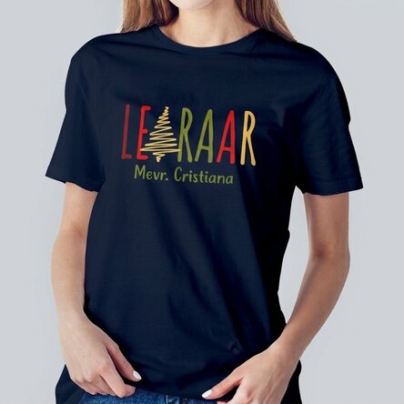 Katoenen T-shirt met naam erop - Christmas Teacher