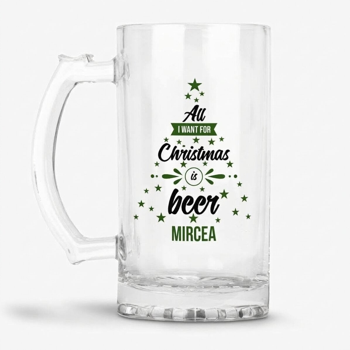 Gepersonaliseerde bierpul met tekst - All i want for Christmas