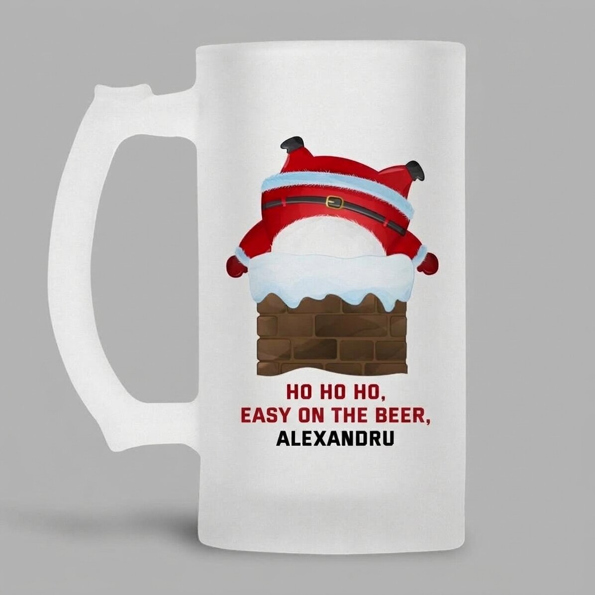 Chope à bière personnalisée avec inscription - HO HO HO